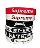 RareFinds Multiple Fashion Hype Brands Stretch Durable Debossed Silicone Sport Wristbands Bundle Pack of 6