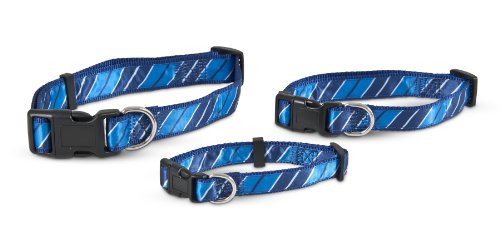Aspen Pet 11457 Collar for Pets, 1 by 16 to 26-Inch, Stripe Blue