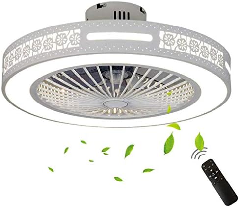 Hlidpu 21-inch Indoor Ceiling Fan Light with Three-color Remote Control LED Invisible Ceiling Fan Chandelier Art Decoration for Bedroom,Living Room, Dining Room