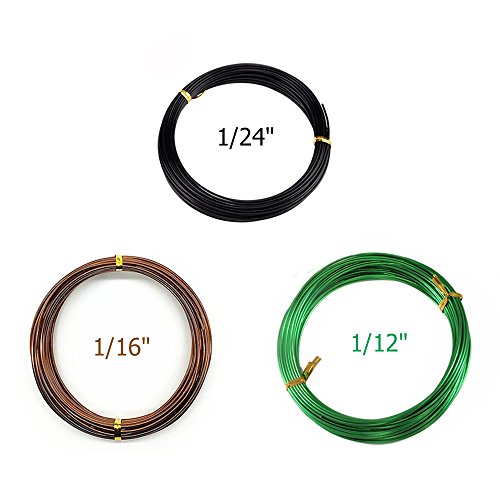 Set of 3 Sizes Color Long Lasting Bonsai Training Wire 