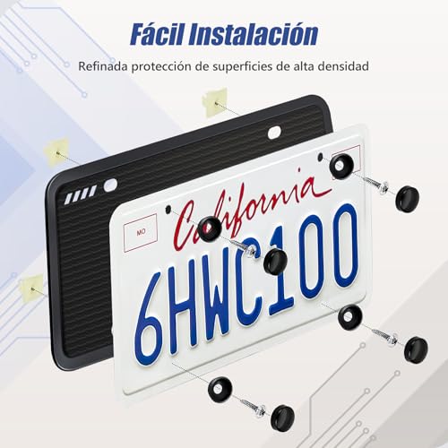 KITCHEN CHOICE Marco de Matrícula,2 Pack Porta Placas de Silicona para Auto,Antióxido,Antivibración,Resistente a la Intemperie,Universal Soportes para MatríCula con Accesorios de Montaje