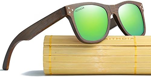 KITHDIA Men Women Polarized Wooden Sunglasses Wood Bamboo Eyewear