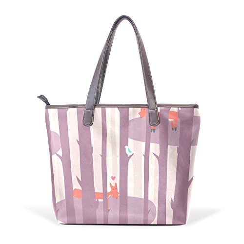 LEISISI Fashion Tote Top Handle Shoulder Bags Cartton Fox womens Handbag L