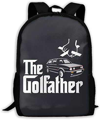 Lightweight The Golfather Golf GTi Mk1 Mk2 Mk3 Mk4 Mk5 Mk6 Printed School Backpack Water Resistant Travel Rucksack Bag Laptop Backpack Daypack,17 Inch