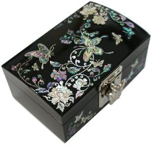 Jmcore abalone shell Flower & Butterfly Pattern Jewelry Box Display Nacre Jewellry Case