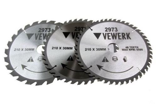 Vewerk 3 Pack- 210 X 30MM TCT Circular Saw Blade 24T 40T 48T 2973