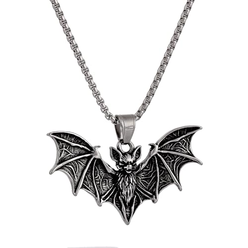 YWMAN Bat Necklace for Men - Stainless Steel Vampire Pendant, Gothic Halloween Goth Jewelry‌