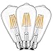 CRLight 6W Dimmable 2300K Ultra Warm Color (Amber Glow) Edison Style Vintage LED Filament Light Bulb, 60W Equivalent 600LM E26 Medium Base, Antique ST64 Clear Glass Cover, 3 Pack