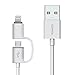 ROMOSS 2-in-1 iPhone and Android Charging Cable, Durable USB Data Sync and Charging Cable Cord for iPhone 8/8 Plus/X/7/7 Plus/SE/6/6 Plus/6S/6S Plus/5/5C/5S,iPad, Samsung and Android (3.3 FT, Grey) primary