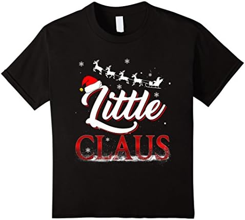 Kids Little Claus Matching Family Christmas Santa Tshirt 6 Black