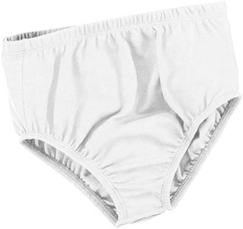 100% Stretch Nylon Cheerleading Brief Trunks, Youth Medium, White