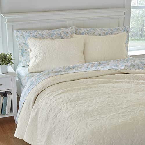 Laura Ashley Felicity Collection Quilt Set100 Cotton, Reversible, All