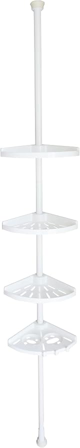 Grand Dicken Bathroom Space Saver Shelves Corner Shelf White Metal Pole 4 view 1