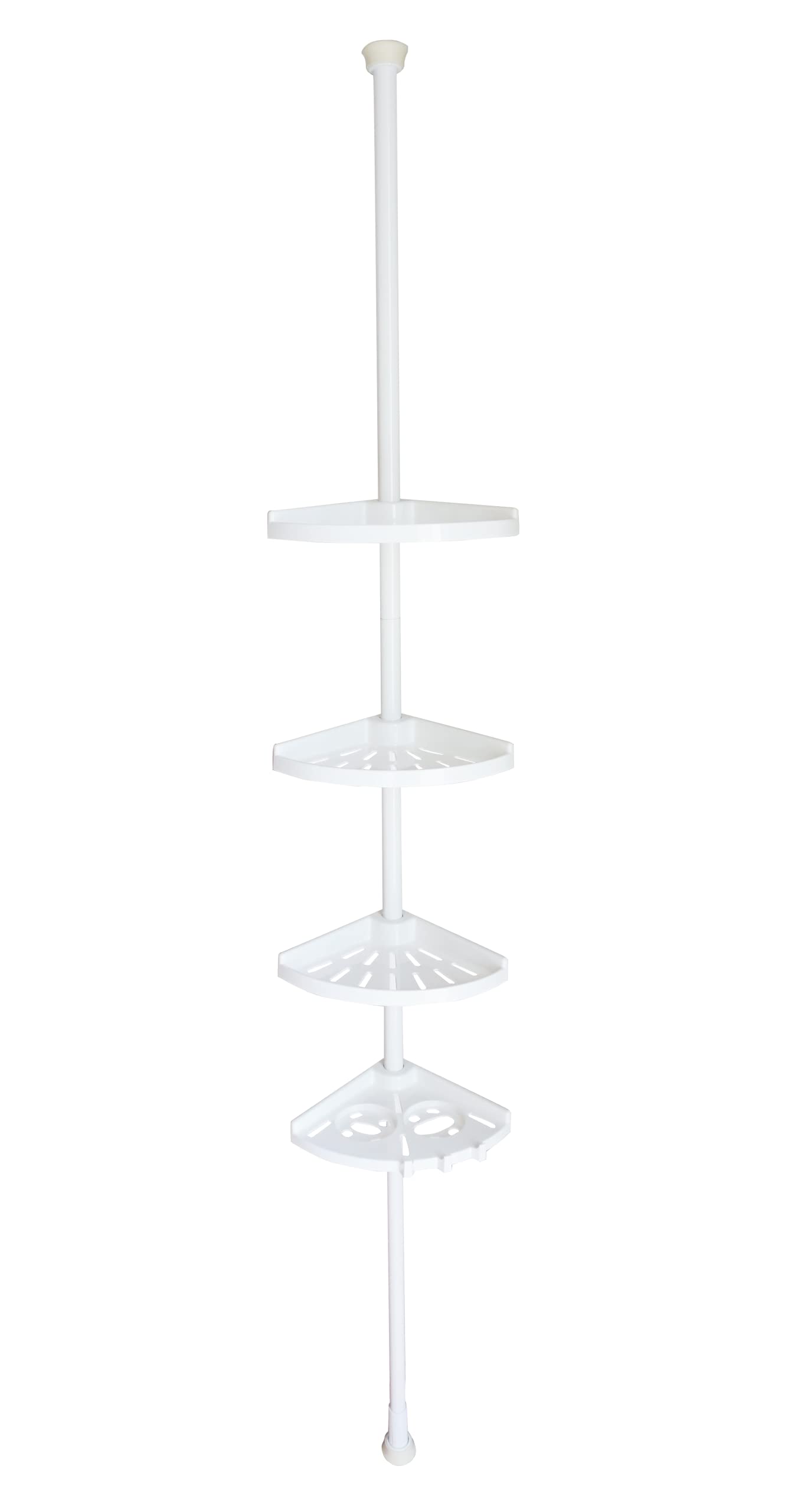 Grand Dicken Bathroom Space Saver Shelves,Bathroom Corner Shelf,White metal pole with 4 adjustable plastic shelves,Height adjustable from 1.8 to 2.4m GD831/3249