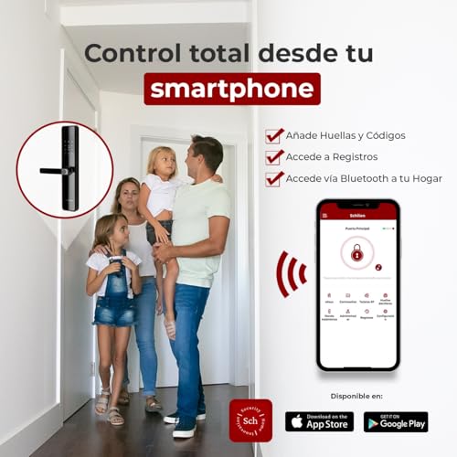 Schilion Cerradura Inteligente para Puerta Exterior e Interior | Códigos Huella Tarjeta física control App Schilion, compatible con ttlock, Resistencia al Exterior Negro