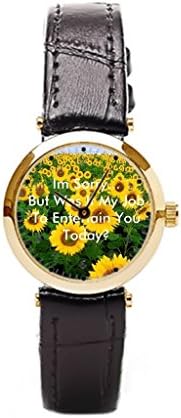 Ladies Wrist Watches Sunflowers Joke Watches Leather Band