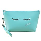 Happy Hours - Modern Portable Waterproof Handle Cosmetic Pouch Toiletry Bag / PU Leather Printed Top Zipped Organizer Makeup Case for Dating, Party, Anniversary and Travel