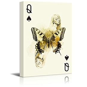 Poker Cards Queen Spades Sexy Woman and Butterfly