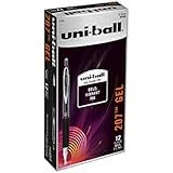 uni-ball 207 Retractable Gel Pens, Micro Point (0.5mm), Black 12 PK