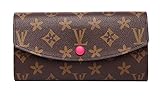 Womens Canvas Emilie Long Wallet Long Clutch Purse (monogram with hot pink inside)