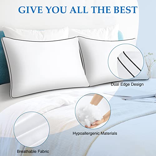 DolceLuna Bed Pillows King Size for Sleeping 2 Pack, Down Alternative