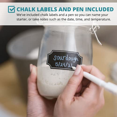 Sourdough Starter Jar Kit, 2Pack, 34 oz. Airtight Glass Jars for