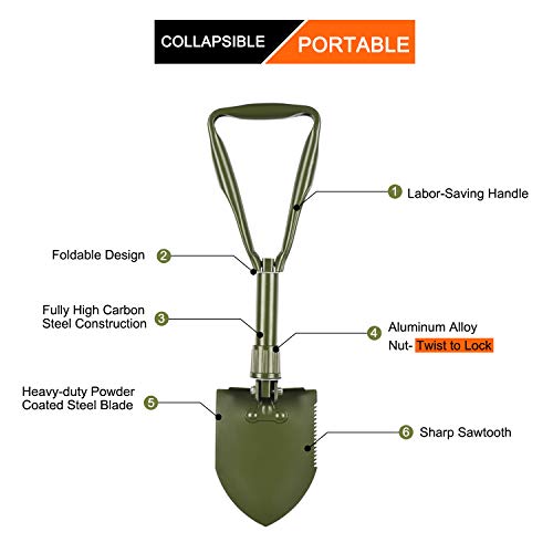 SUNHOO Collapsible Shovel Mini, Folding Spade Shovels for Digging