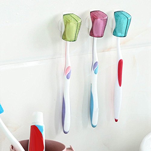 ISKYBOB Set of 6 Wall Mount Toothbrush Holder, Travel Antibacterial Toothbrush Cover with Suction Cup