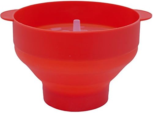 Foldable, Collapsible Silicone Microwave Popcorn Popper / Popcorn Maker, Bowl with Convenient Handles and Lid, Red