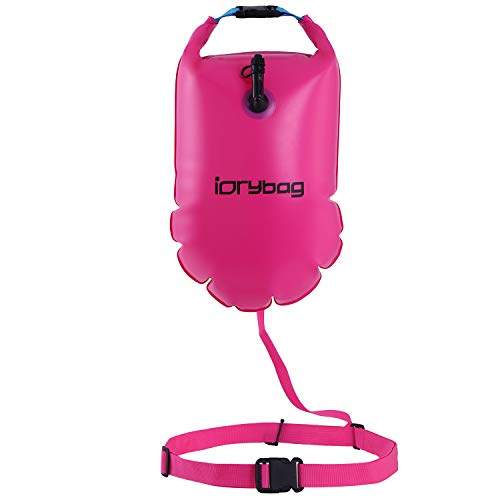 IDRYBAG Safety Swim Buoy Adult Tow Float, Triathletes Open Water Swim Buoy Safe Training, Inflatable Float Swim Buoy Kayaking Swimming Boating 15L