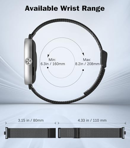 MoKo Correa Metálica Compatible con Redmi Watch 6/5/4/Xiaomi Smart Band 9 Pro/8 Pro, Correa de Repuesto de Malla de Acero Inoxidable con Cierre Ajustable para Hombre Mujer