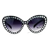 SA106 Iced Out Engraving Bling Womens Thick Plastic Cat Eye Sunglasses