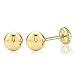 MASSETE 18k Yellow Gold Ball Stud Earrings for Women and Girls Screwback Nickel Free 5mm