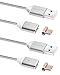 Digital Ant Gen3 New Design Super Magnetic Charging and Data Sync Cable for Android devices with Micro-USB (3.3ft-Silver Twin Pack)