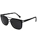 SojoS Classic Square Sunglasses for Men Vintage Metal Rim Double Bridge SJ2019 Gunmetal & Black Frame/Blue Mirrored Lens
