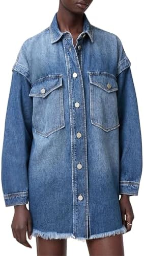 all saints denim shirt dress ALLSAINTS Osa Coated Denim Midi Shirt Dress