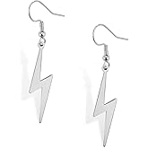 Lightning Bolt Dangle Earrings Thunder Minimalist Pendant Thunderbolt Drop Earrings Punk Style Unisex Jewelry Charm Inspirational Gift