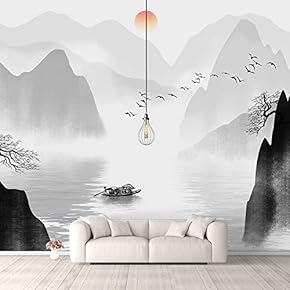 Wall Murals for Bedroom Traditional Chinese Landscape View Large Removable Wallpaper Peel and Stick Wall Stickers - 66x96 inches
