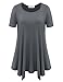 BELAROI Womens Plus Size Tunic Tops Summer Short Sleeve Loose Fit T Shirt Casual Blouse Swing Flowy Tunics for Leggings(2X,Deep Gray)