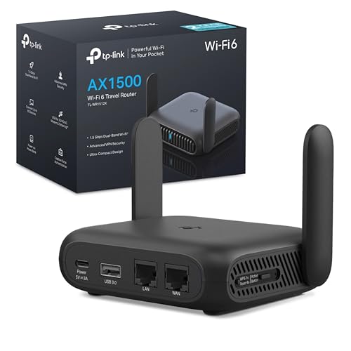 TP-Link TL-WR1512X Wi-Fi 6 Reise WLAN Router AX1500, Dual-Band Access Point mit Powerbank-Betrieb, 2×Gigabit-Port, OpenVPN & WireGuard, USB 3.0, WPA3, 7 Betriebsmodi