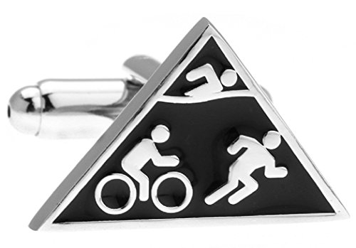 MRCUFF Presentation Gift Box Triathlon Triathlete Swim Bike Run Pair Cufflinks & Polishing Cloth