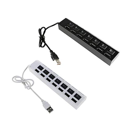KOROWA 4 Port/7 Port USB Hub Multi USB Splitter with on/Off Switch Plug Power Adapter for PC Notebook Laptop