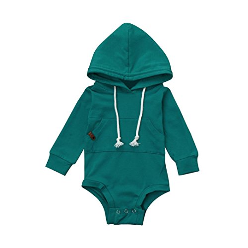 Sharemen Newborn Baby Boy Girl Hooded Long Sleeve Bodysuit Romper Jumpsuit Playsuit Outfit Clothes Set (3-6 Months, Green)