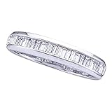 Sterling Silver Baguette Diamond Wedding Band Bridal Ring Channel Set Classic Polished Finish 1/6 ctw Size 8.5