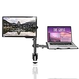 Suptek Full Motion Computer Monitor and Laptop Riser Desk Mount Stand, Height Adjustable (400mm), Fits 13-27