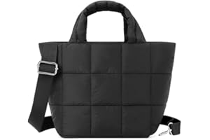 Lushandy Mini Puffer Tote Bag, Quilted Nylon Tote Purse Lightweight Puffy Shoulder Bag Soft Hobo Handbag for Work Travel