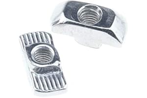 BINZZO Sliding T Slot Nuts 4040 Series M6 12 Pack Drop in T Nuts Carbon Steel Nickel Plated Half Round Roll in Sliding 8mm Slot Aluminum Profile Accessories for T Slot Aluminum Profile 40 x 40 Series