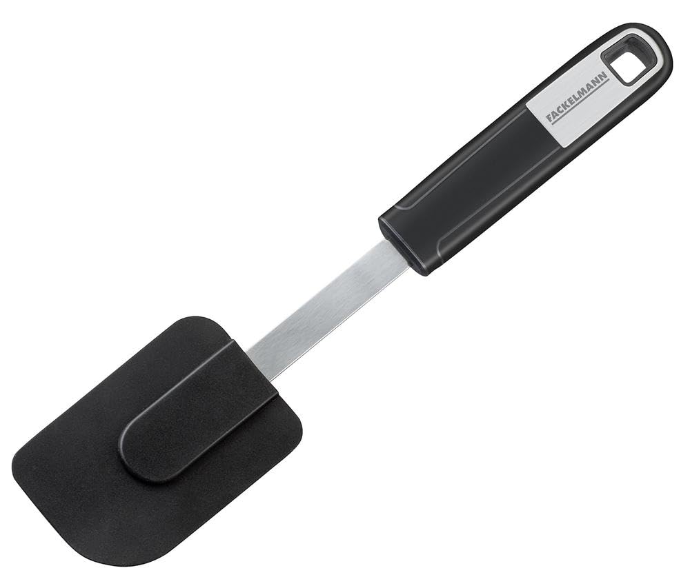 Fackelmann SENSE Dough Scraper SENSE, Silicone Function Head with Plastic Non-Slip Soft Touch Handle, 26x2.5x4.5cm, Silver & Black