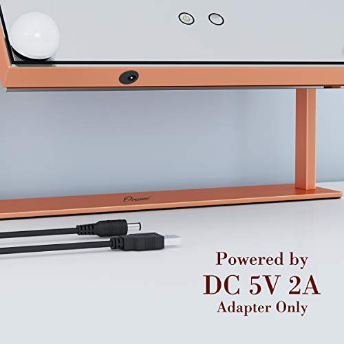 Ovonni Lighted Vanity Hollywood Makeup Mirror, Dimmable 360°Rotating Double-sided Tabletop Cosmetic Mirror with 12 LED Bulbs, Two Color Light Touch Control Memory Mode and Plug Powered, Rose gold