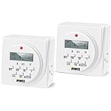 iPower 7 Day Heavy Duty Digital Programmable Electric Timer, Indoor Dual Outlet Switch for Lights, Appliance, Pool Pump, 125VAC, 15A, 60 Hz, 1725W, ETL Listed, White, 2 Pack